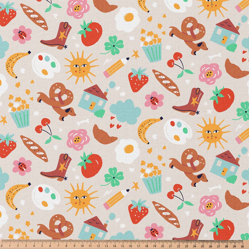 Printed Cotton BRETZ Gray / Multicolored